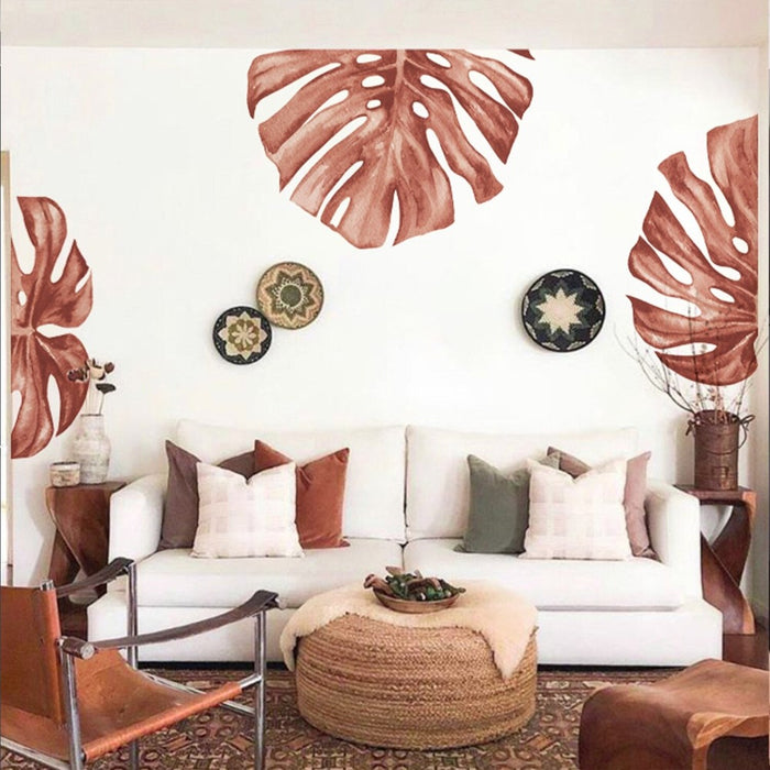 Boho Monstera Redwood Leaves Wall Stickers for Kids Rooms