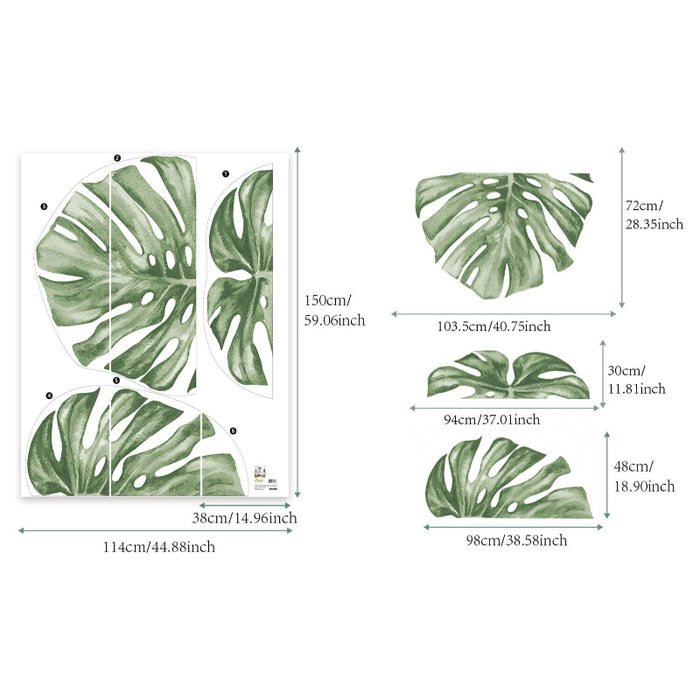 Boho Monstera Leaves Wall Stickers