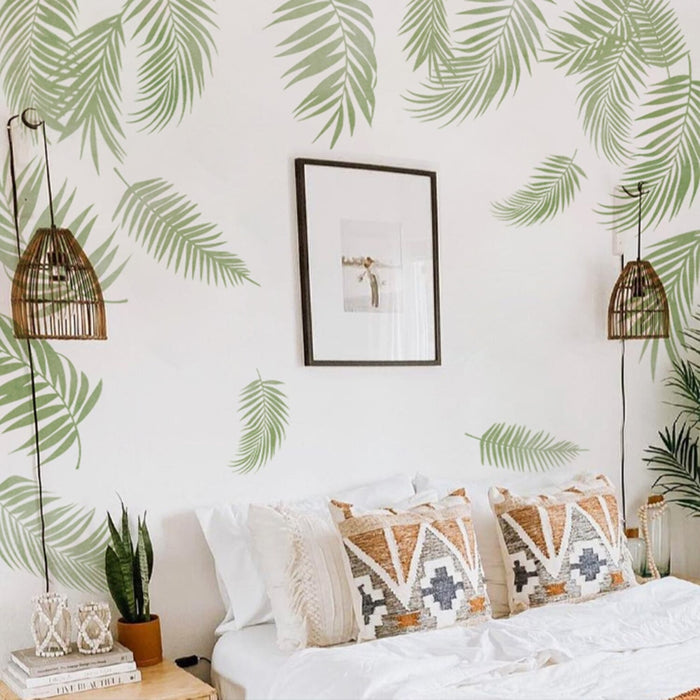 Boho Green Palm Leaves Wall Stickers