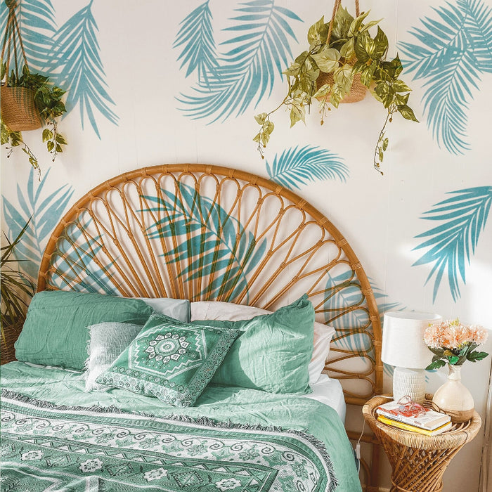 Boho Palm Blue Leaves Wall Stickers