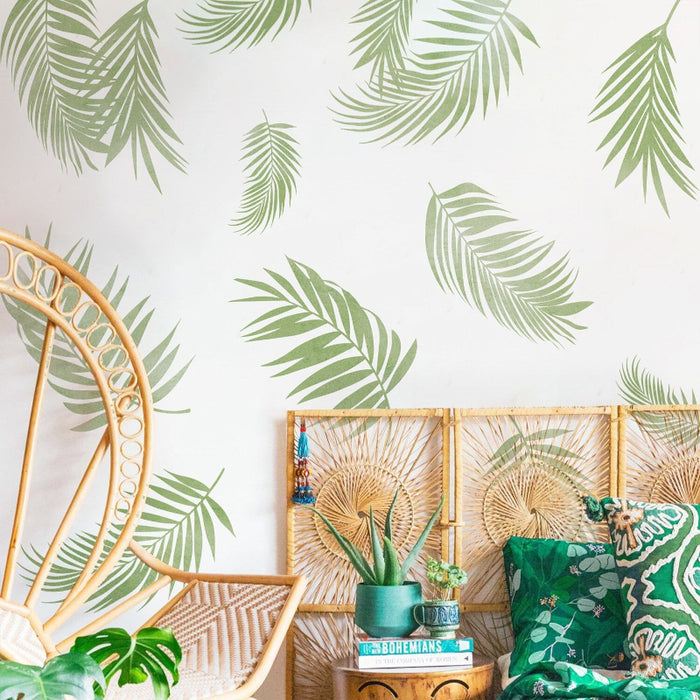 Boho Green Palm Leaves Wall Stickers