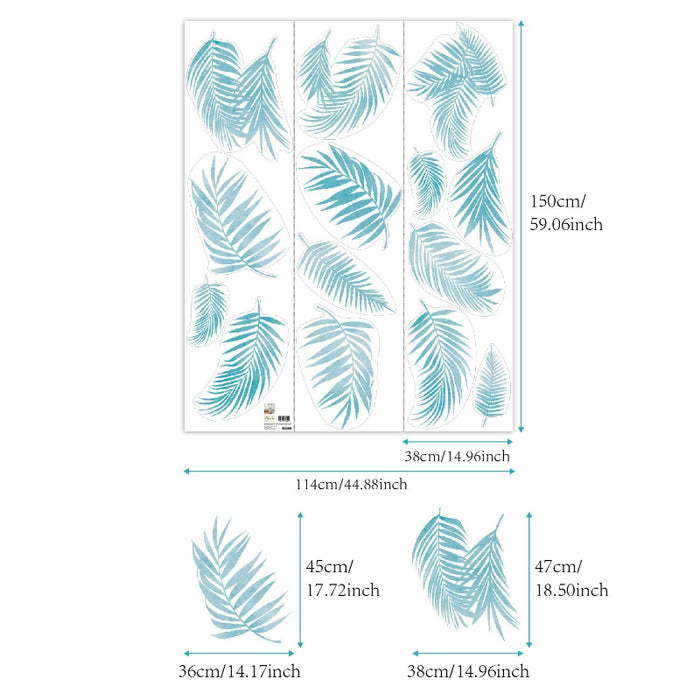 Boho Palm Blue Leaves Wall Stickers