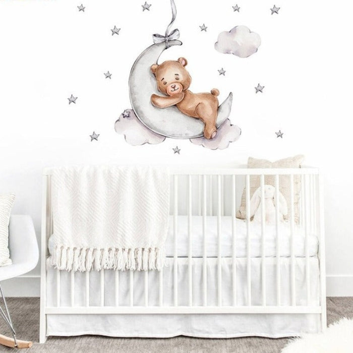 Bear Sleeping on the Moon Wall Stickers