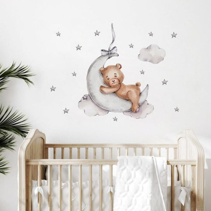 Bear Sleeping on the Moon Wall Stickers