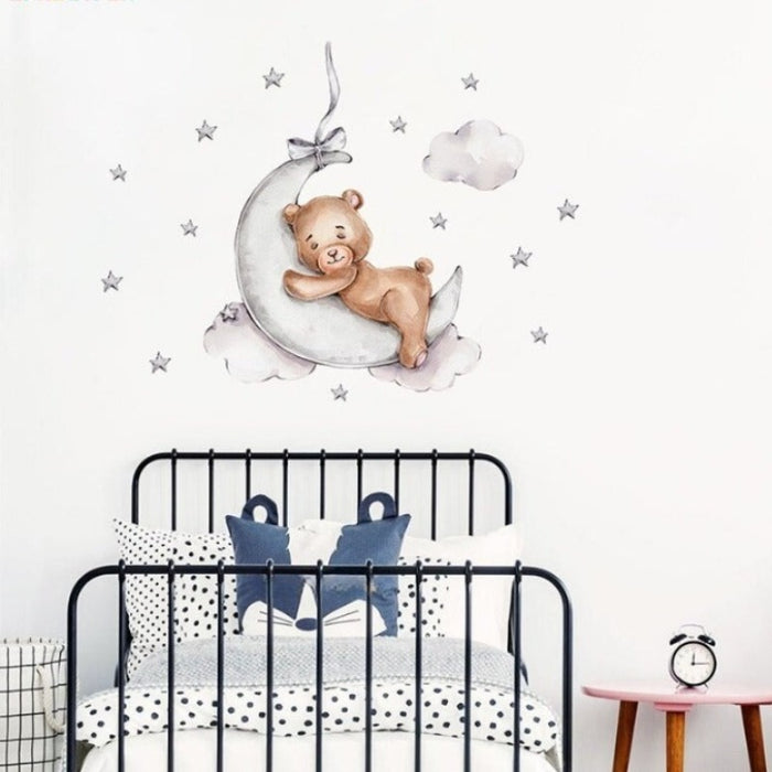 Bear Sleeping on the Moon Wall Stickers