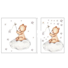 Brown Bear with Stars Cloud Wall Stickers