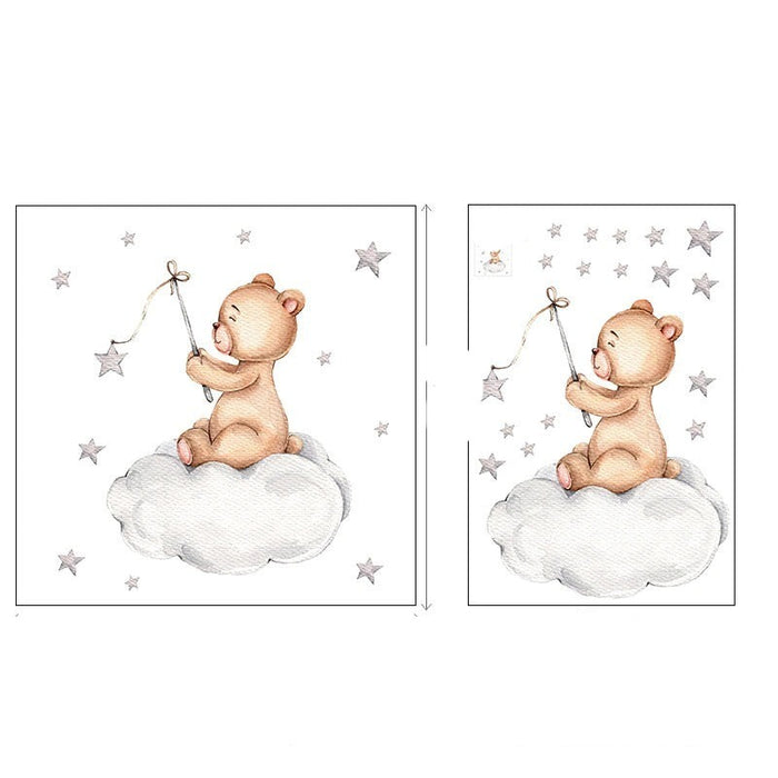 Brown Bear with Stars Cloud Wall Stickers