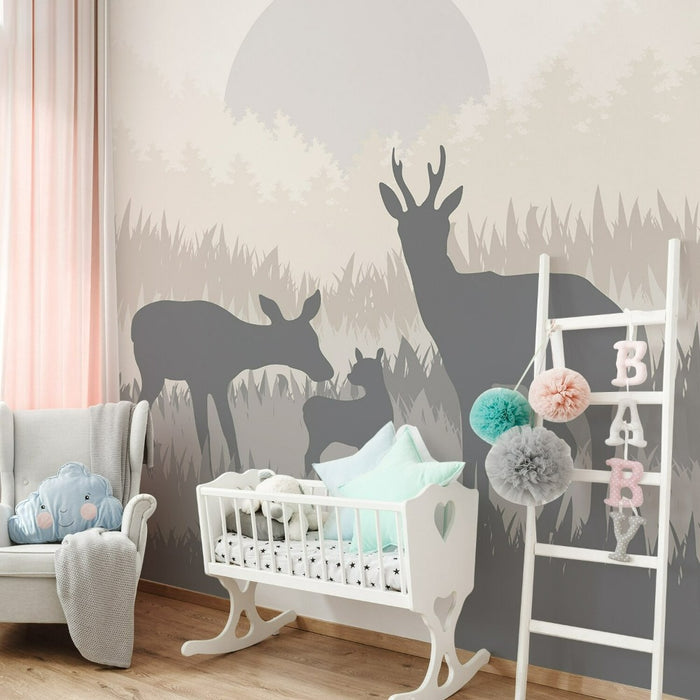 Cartoon Animals Deer Family Wall Stickers