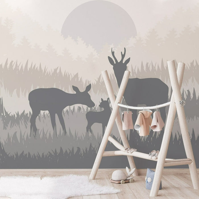 Cartoon Animals Deer Family Wall Stickers