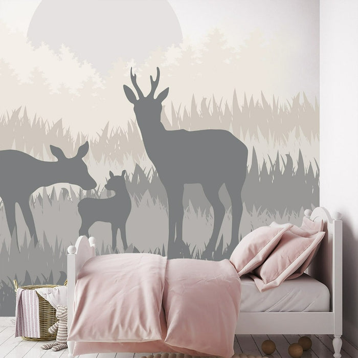 Cartoon Animals Deer Family Wall Stickers