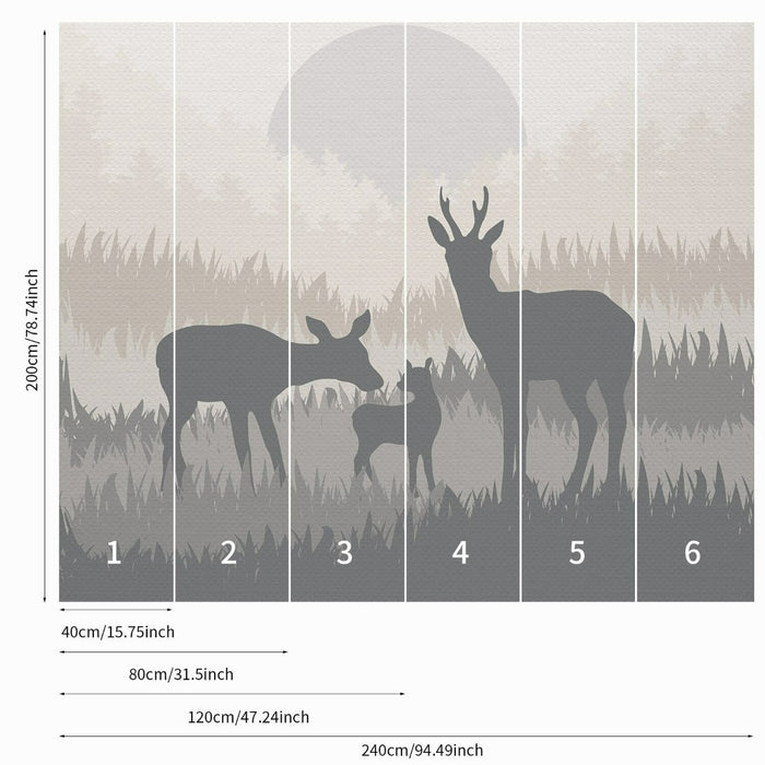 Cartoon Animals Deer Family Wall Stickers