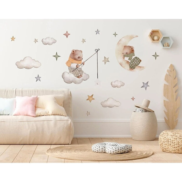 Cartoon Bear Good Night Kids Wall Stickers