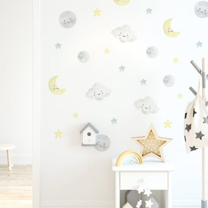 Moon Stars Clouds Wall Stickers