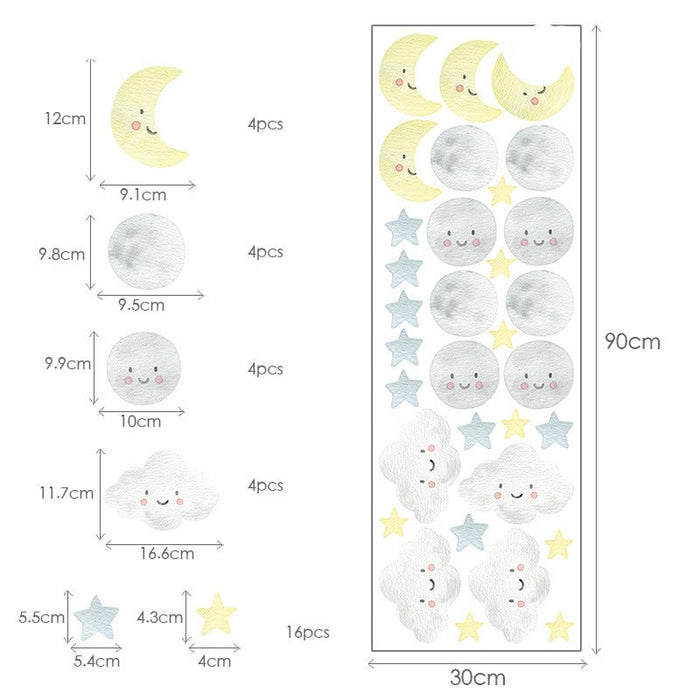Moon Stars Clouds Wall Stickers