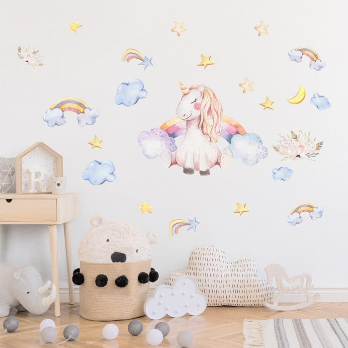 Smiling Unicorn Wall Stickers For Kids Rooms