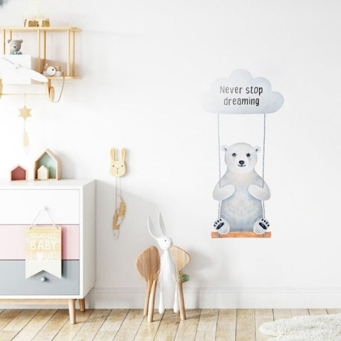 Swing Polar Bear Wall Sticker For Kid's Room