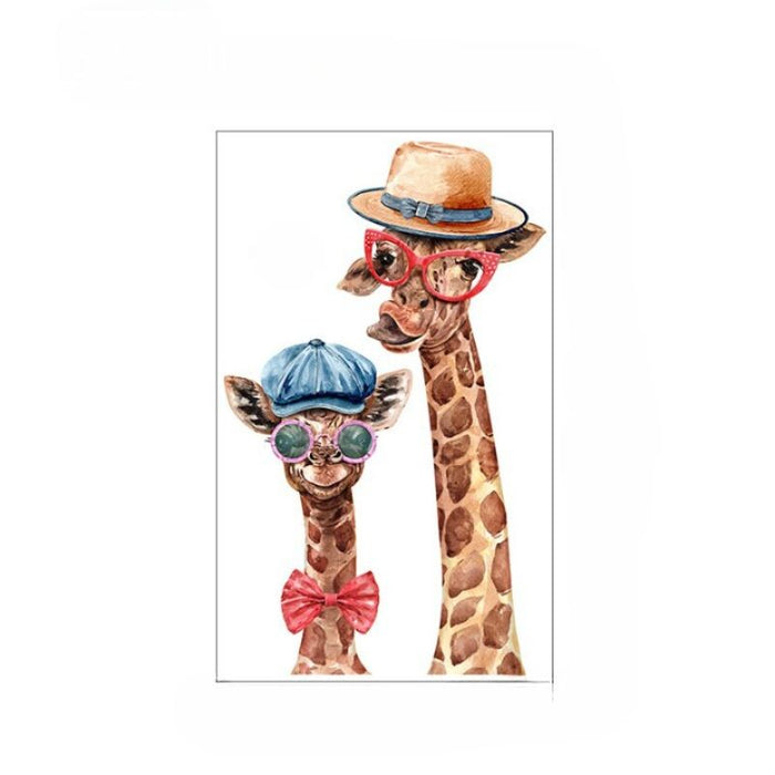 Mother And Child Giraffe With Glasses Wall Stickers