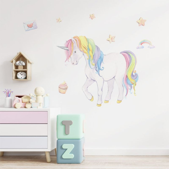 Rainbow Unicorn Envelope Wall Stickers