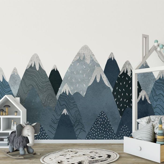 Cartoon Blue Round Mountain Wall Sticker