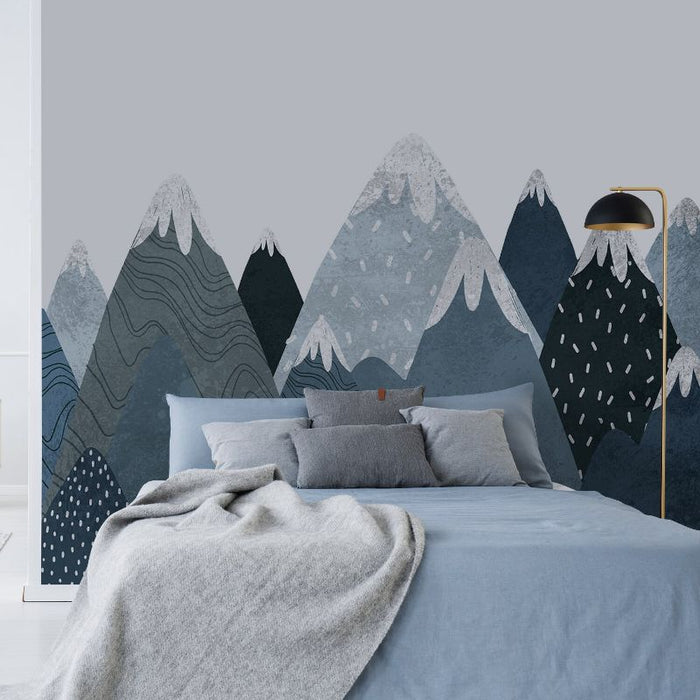 Cartoon Blue Round Mountain Wall Sticker