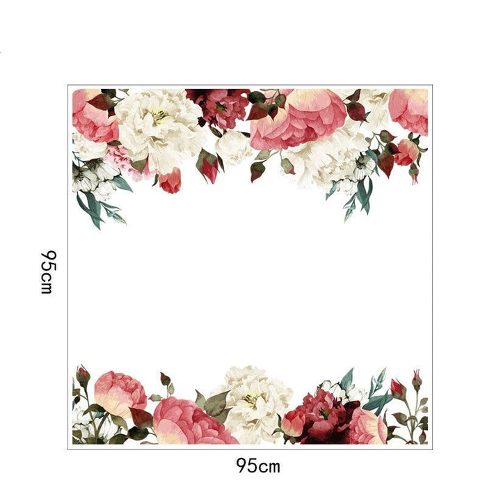 Floral Printing Red With White Rose Flowers Wall Stickers