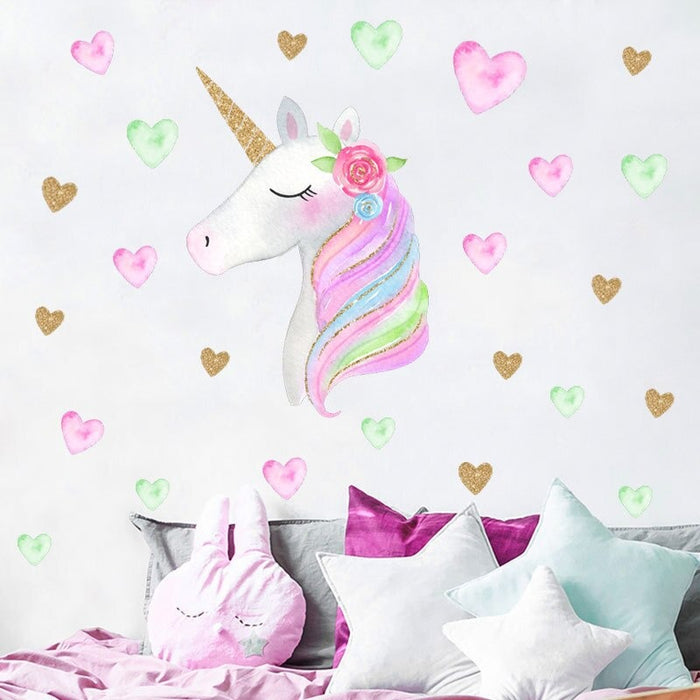 Unicorn Hearts Wall Stickers For Kid's Room