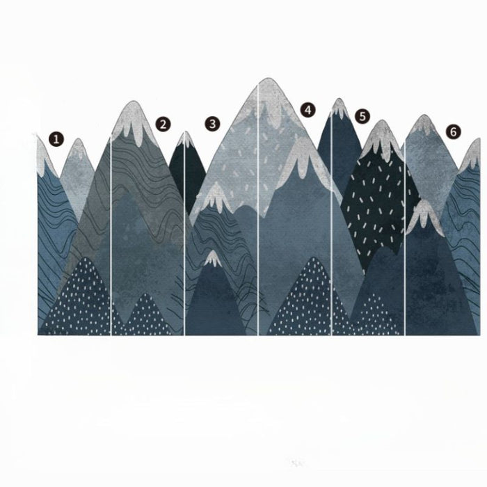 Cartoon Blue Round Mountain Wall Sticker