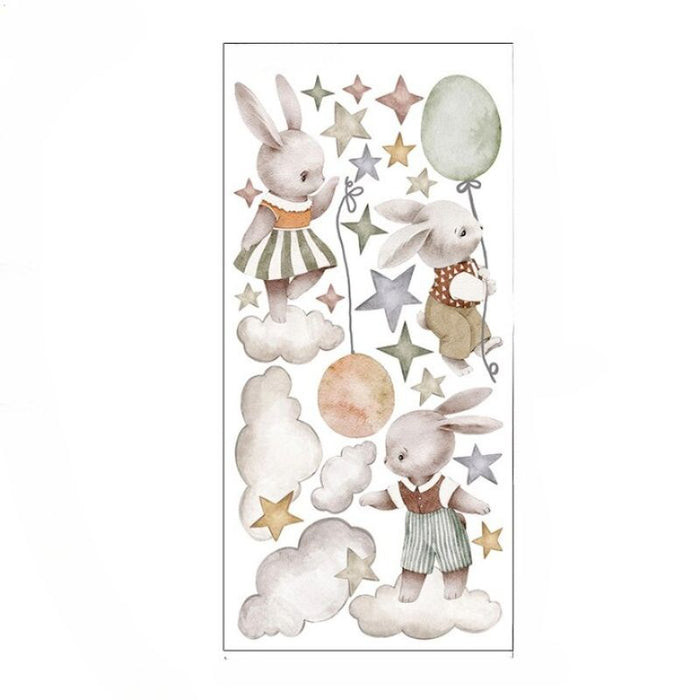 Cartoon Bunny Moon and Stars Wall Stickers