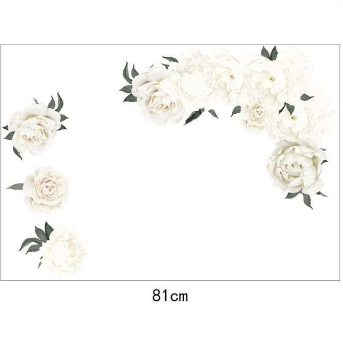 Peony Rose Flowers White Vintage Wallpaper