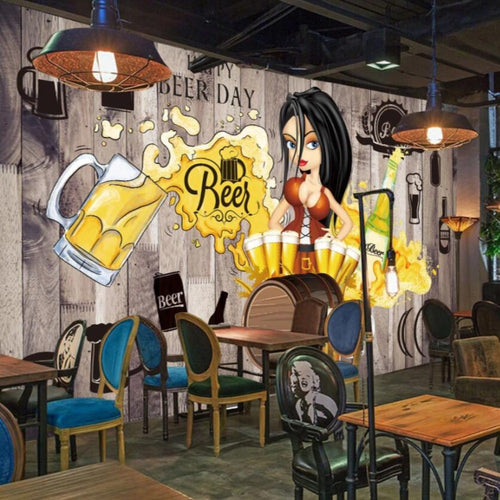3D Decorative beer wallpaper