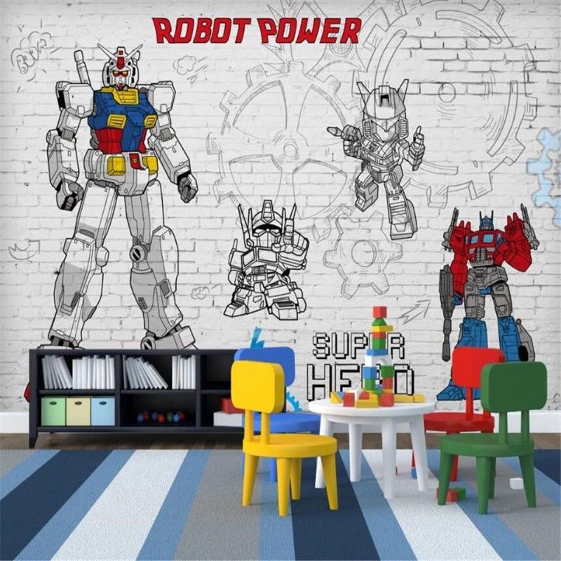 Super Robot Children's Room Wallpaper
