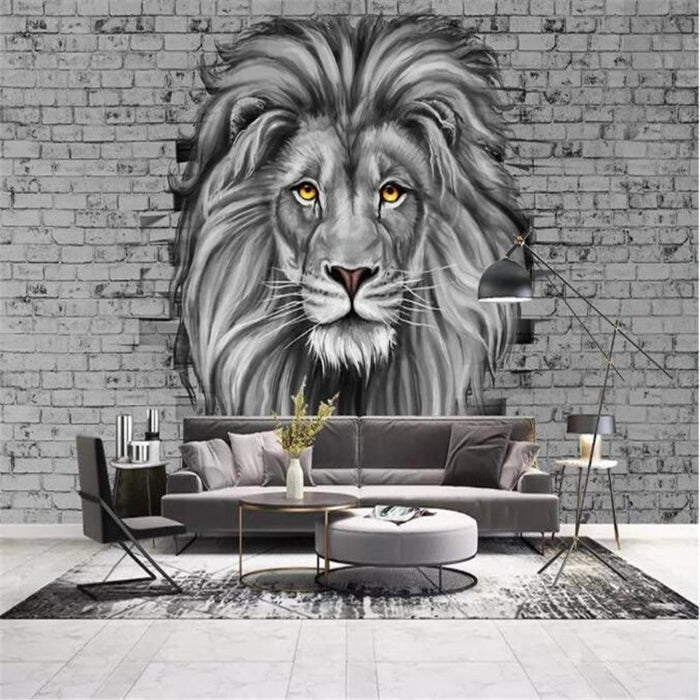 3D Grand Lion Mural Wallpaper