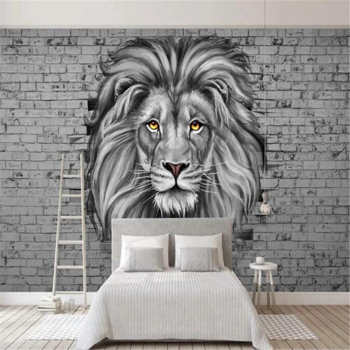 3D Grand Lion Mural Wallpaper