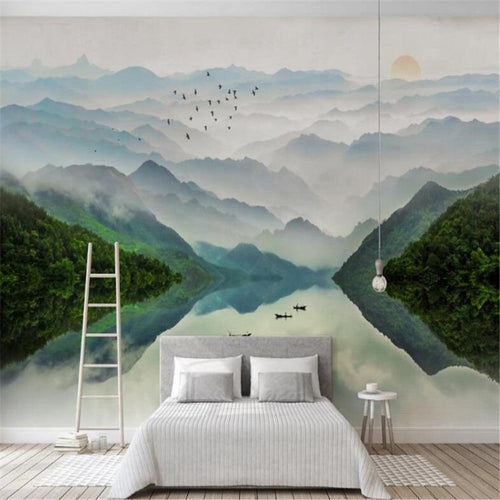 Chinese Ink Mountainous Landscape Wallpaper