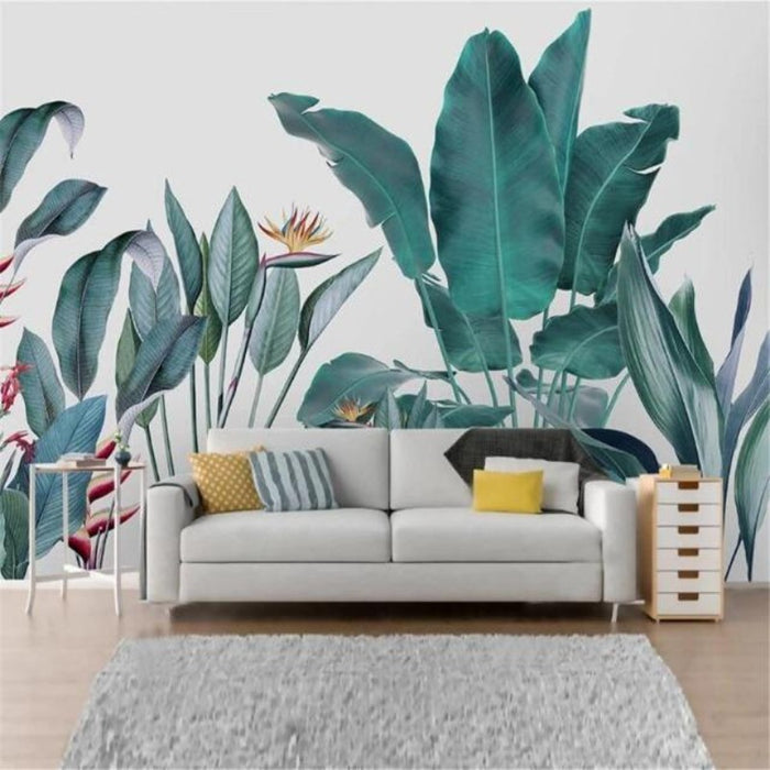 3D Hand-Painted Leaves Wallpaper