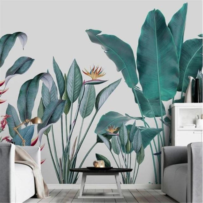 3D Hand-Painted Leaves Wallpaper