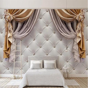 3D European Style Curtain Peel And Stick Wallpaper