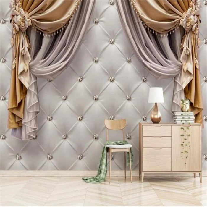 3D European Style Curtain Peel And Stick Wallpaper