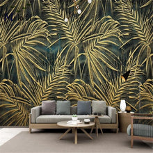 3D Modern Minimalist Golden Tropical Plant Wallpaper