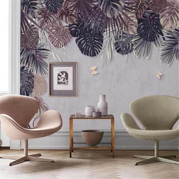 Hand-Painted Retro Style Tropical Plant Wallpaper