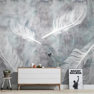 Watercolor Modern Minimalist Hand-Painted Feather Wallpaper