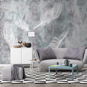 Watercolor Modern Minimalist Hand-Painted Feather Wallpaper