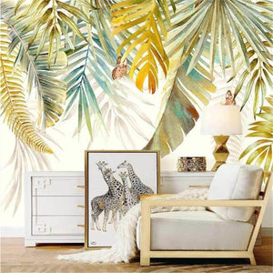 Hand-Painted Fresh Tropical Plants Wallpaper