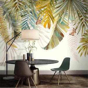 Hand-Painted Fresh Tropical Plants Wallpaper