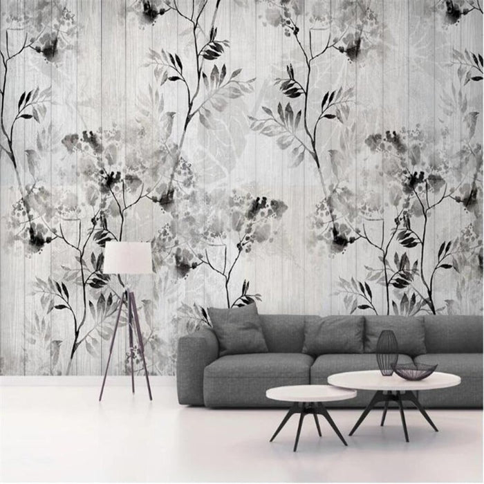 3D Black and White Leaf Wallpaper