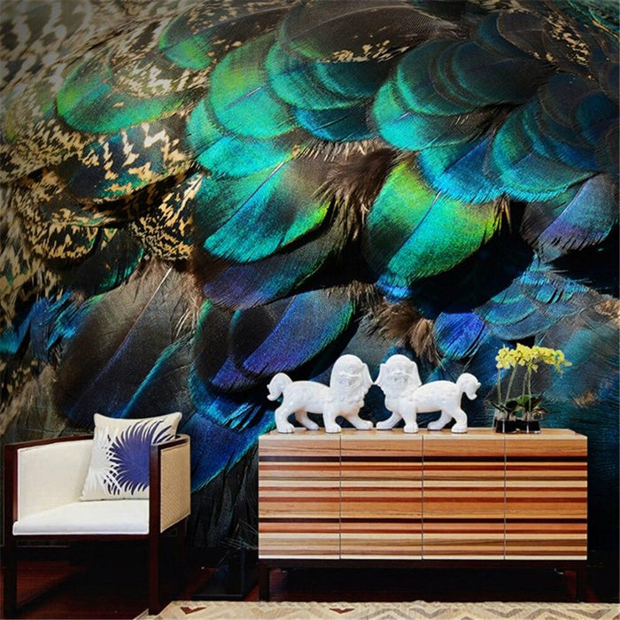European Abstract Peacock Feather Wallpaper