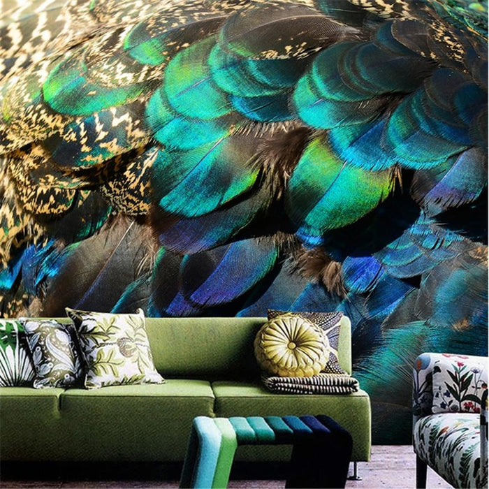 European Abstract Peacock Feather Wallpaper
