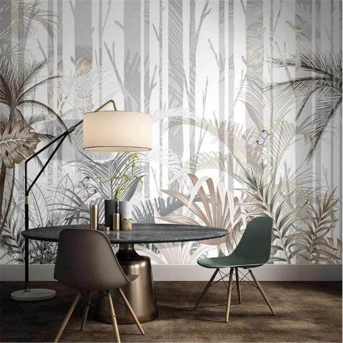 Hand-Painted Elegant Tropical Plant Wallpaper