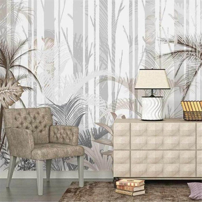 Hand-Painted Elegant Tropical Plant Wallpaper