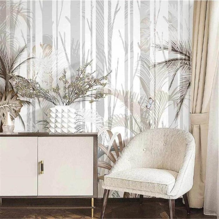 Hand-Painted Elegant Tropical Plant Wallpaper